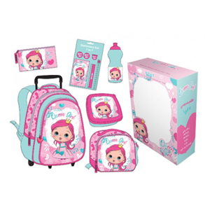 ست 12 در 1 کوله پشتی چرخدار46 سانتی مدل  Trolly Bag - Promotion Items 12 in 1 - Queen Girl